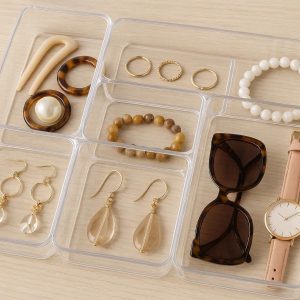 2 Clear Plastic Drawer Organizer Inserts for Bedroom Jewelry and Accessories