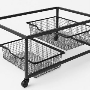 23 Rolling Underbed Storage Cart with Two Pull Out Baskets