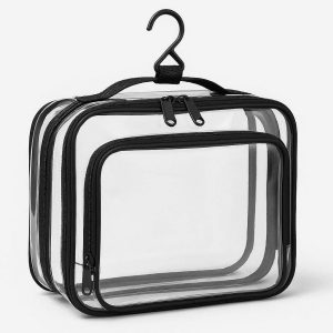 28 Clear Toiletry Bag with Hanging Hook for TSA Carry On Compliance