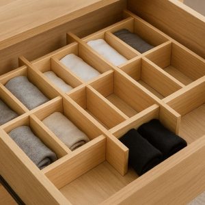 3 Expandable Wooden Drawer Divider for Customizable Bedroom Sock Storage