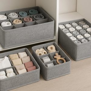 6 Foldable Fabric Drawer Bin Organizers for Closet and Nursery Storage