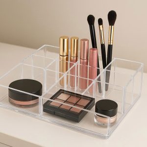 7 Acrylic Makeup Drawer Organizer with Removable Dividers for Vanity